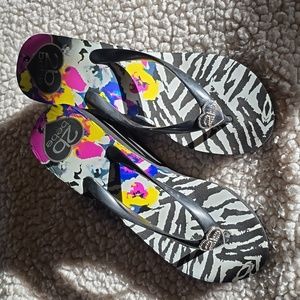 2b bebe Zebra Print Women's Wedge Flip Flops, Size 7